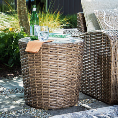 Sandy Bloom Outdoor Ottoman with Cushion