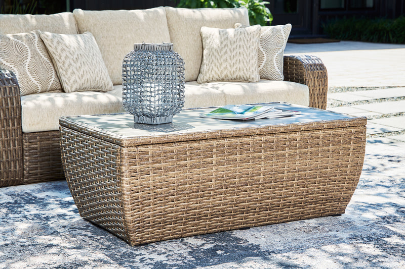 Sandy Bloom Outdoor Ottoman with Cushion