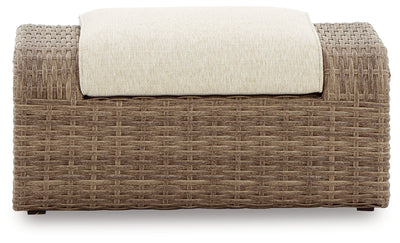 Sandy Bloom Outdoor Ottoman with Cushion