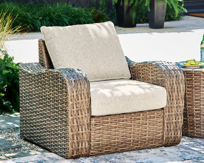 Sandy Bloom Outdoor Ottoman with Cushion